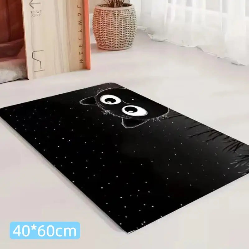 tapis antidérapant imperméable dessin animé chats couleurs variées toile jute cartoon assiettes alimentation chats
