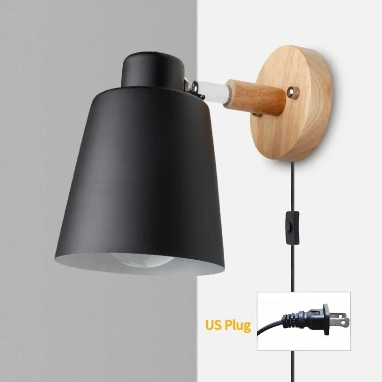 lampe murale moderne gris noir vert jaune blanc conique mate câble électrique prise interrupteur