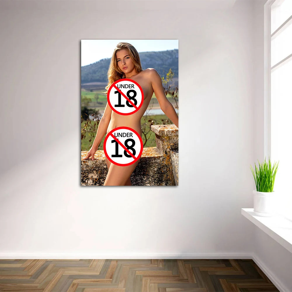 impression toile photographique femme Under 18 logos contemporain beige marron vert rouge