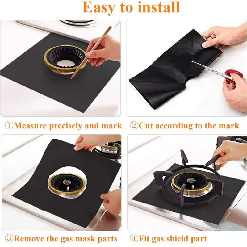protège gaz cuisinière adhésif noir texture microfibre moderne pièce rechange respectueux environnement