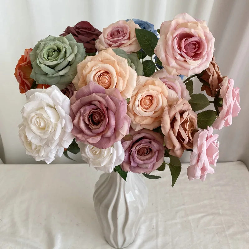 bouquet roses artificielles décoration mariage anniversaire intérieur classique blanc rose vert