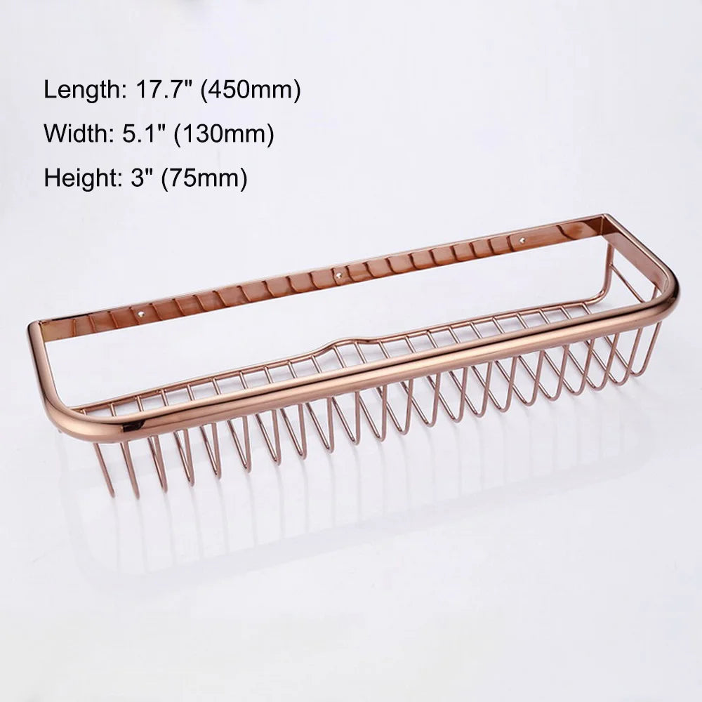 paniers salle bain rose doré filet métallique moderne