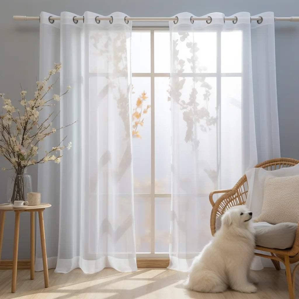 rideaux blancs tulle transparent moderne fin léger décoration intérieure épuréeôtel chambre coucher
