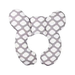 coussin voyage bébé gris blanc orange motifs animaux confortable shaped