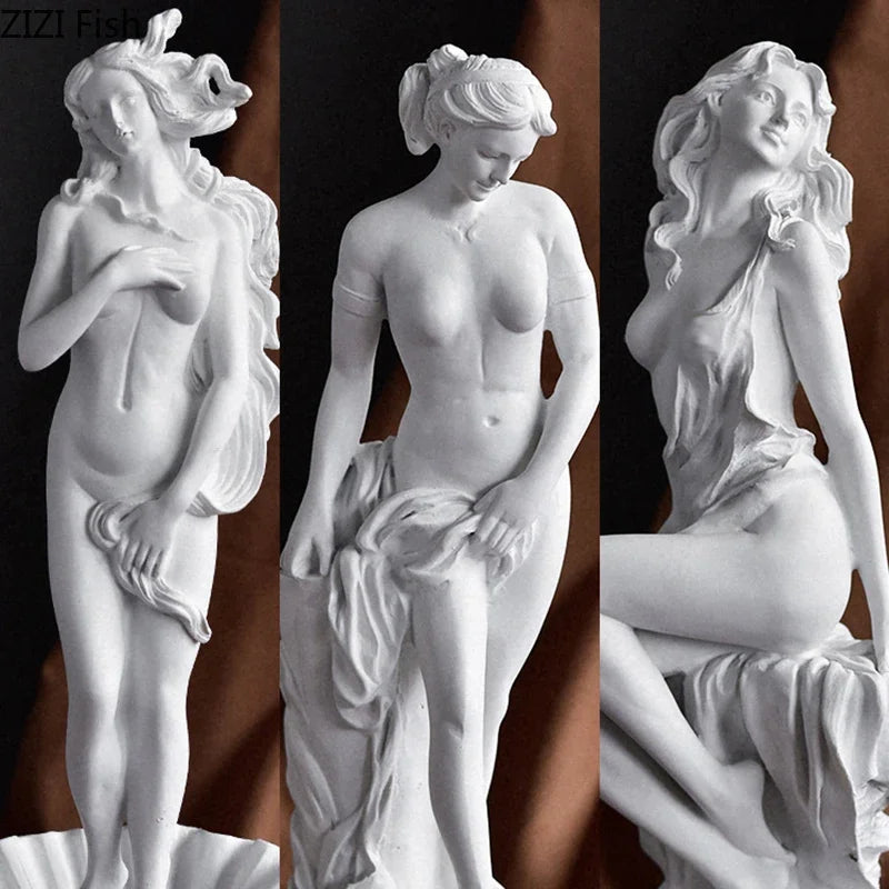statue déesse vénus résine art classique figurine femme nue pose antique decoration