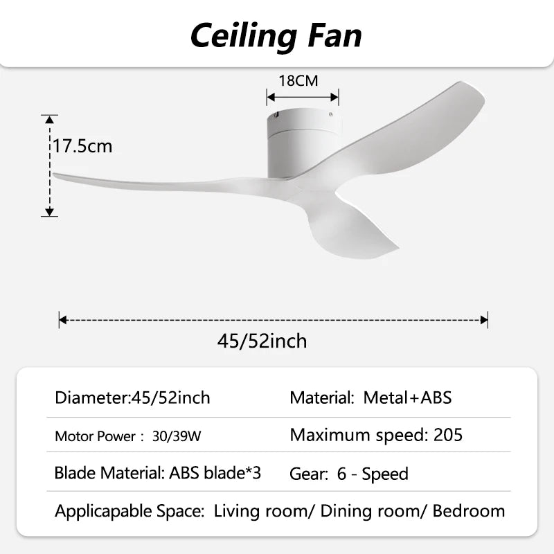ventilateur blanc grain bois moderne 45 52 pouces télécommande silencieux