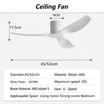 ventilateur blanc grain bois moderne 45 52 pouces télécommande silencieux