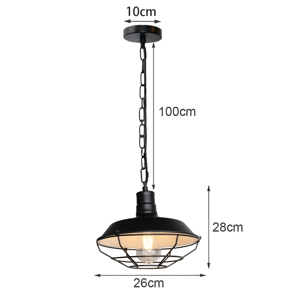 suspension industrielle vintage métal noir ampoule e27 salon chambre hallhôtel led echangée