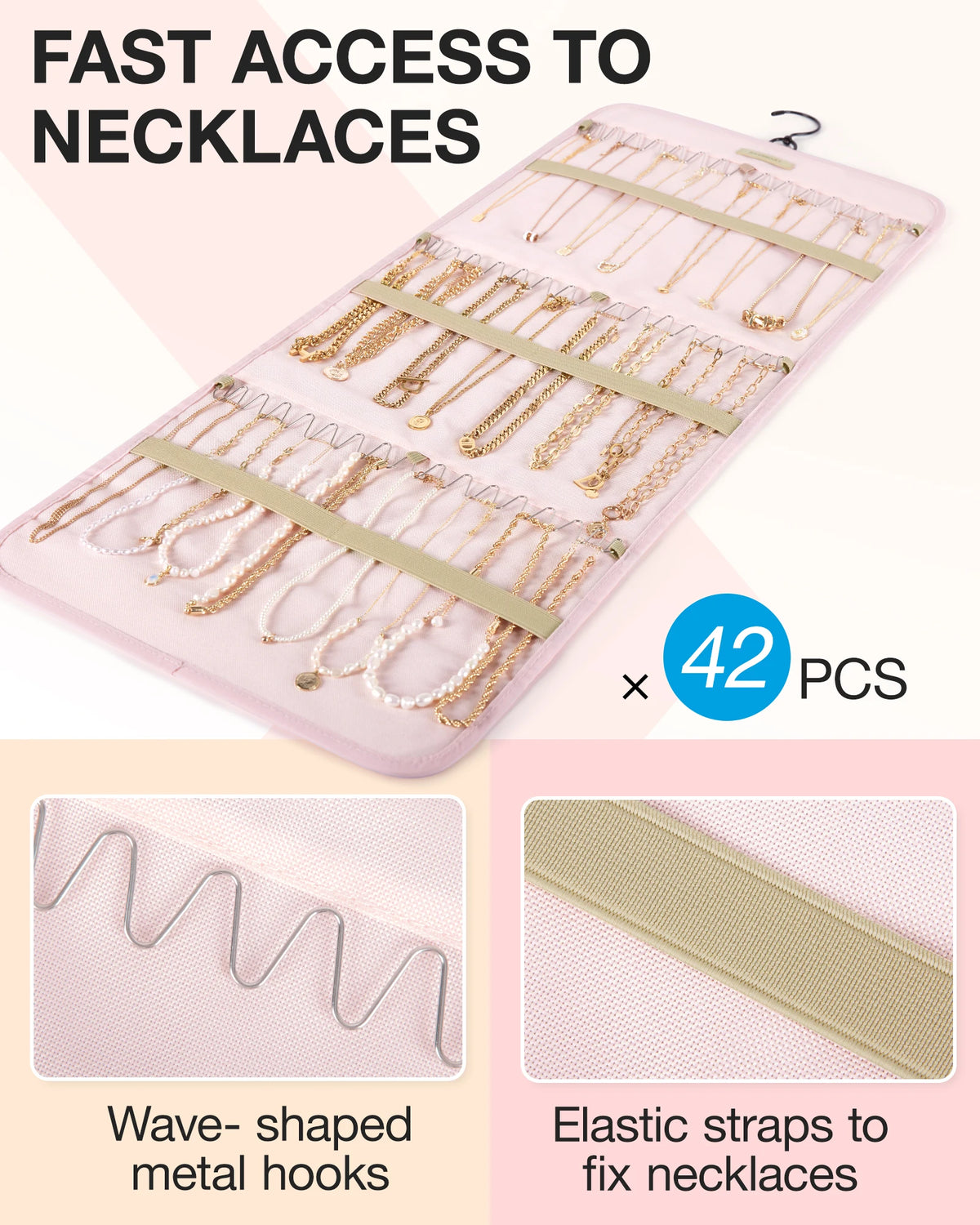 porte bijoux pliable transparent moderne compartiments crochets métalliques rangement mur armoire