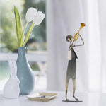 décorations métalliques jazz vintage figurines musiciens instruments saxophone guitare trompette rouge