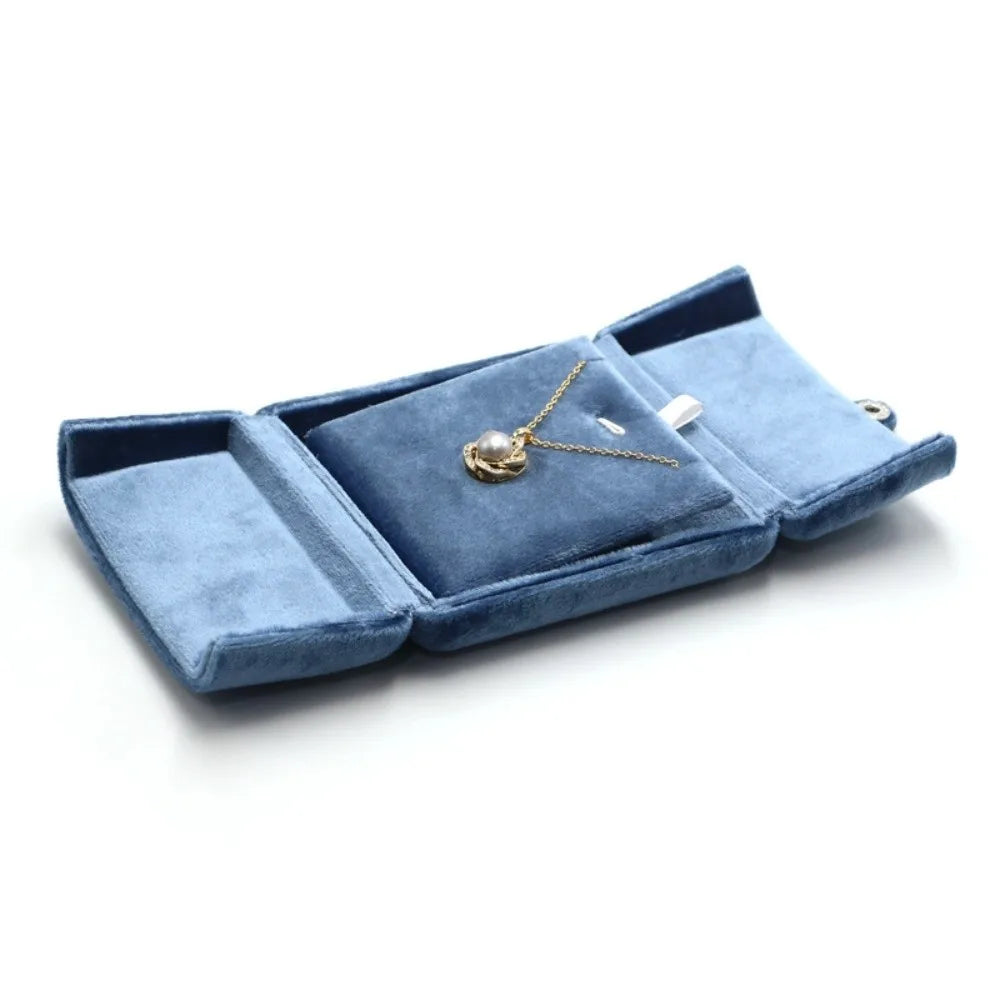 boîtes bijoux velours bleu moderne boutons pression rangement colliers bracelets boucles d'oreilles