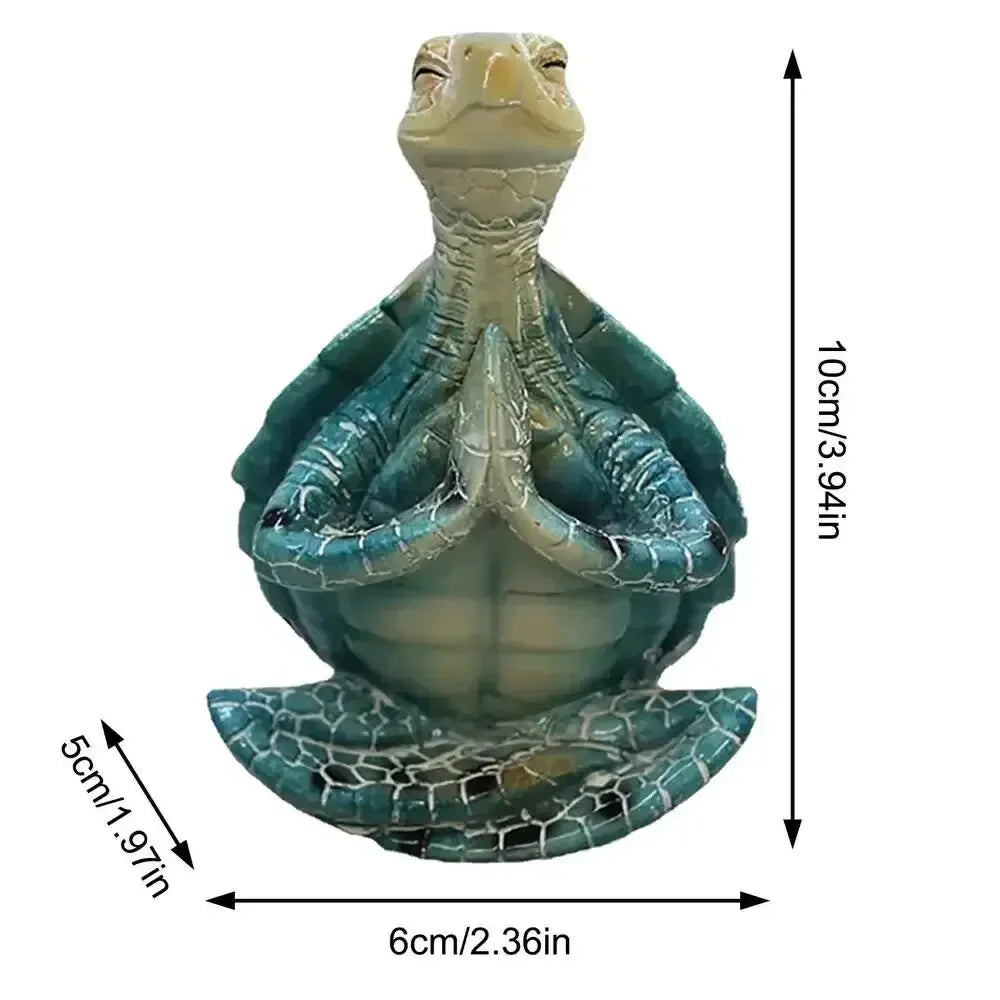 statue tortue méditative yoga vert turquoise zen décoration artificielle crème marron foncé
