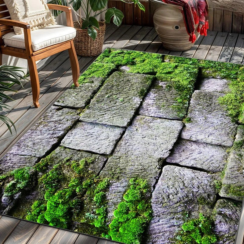 tapis gris vert pierre naturelle rustique moderne salon extérieur polypropylène polyester MACHINE