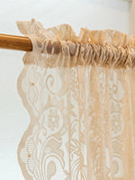 rideau beige clair dentelle motifs floraux translucide classique français fenêtre clips polyester moderne