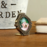 cadre photo vintage floral rose bleu doré ornementé métal alliage support posable decoration maison