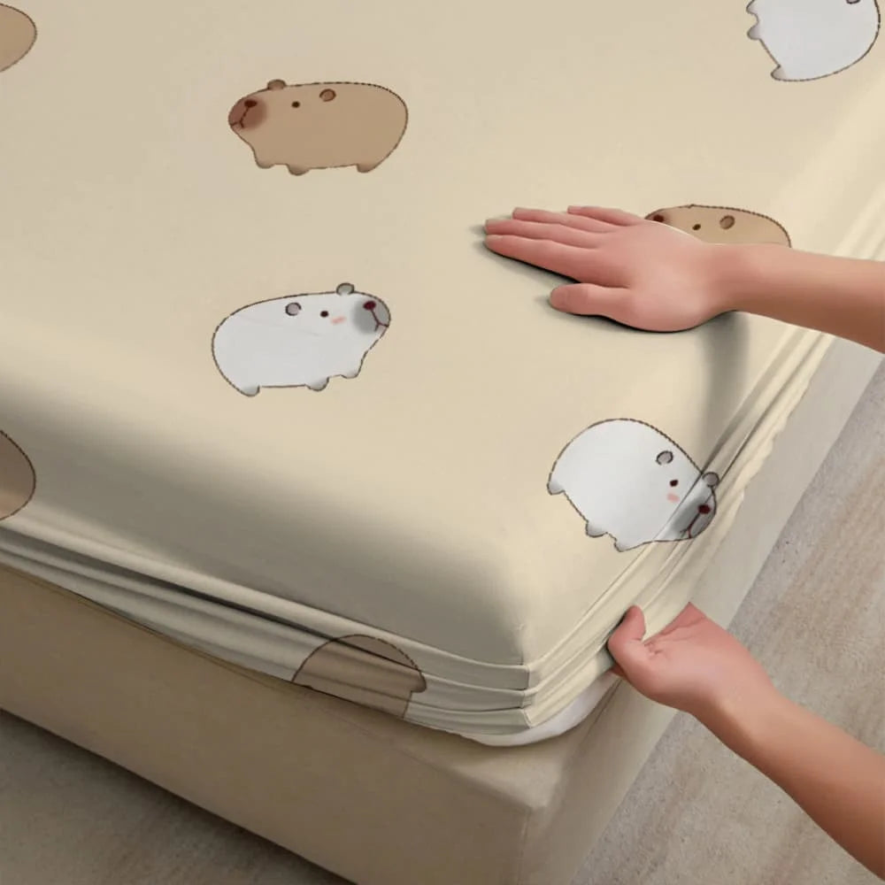 drap housse imprimé lapins mignons motif enfant moderne élastique coton polyester lit chambreDecoration