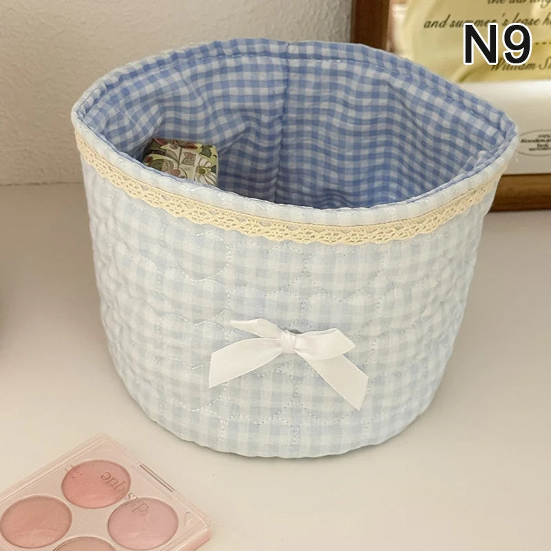 panier rangement rose bleu rayures vichy vintage doux organisation maison