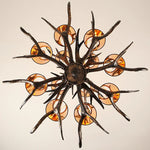 lustre rustique vintage têtes antlers noirs marron clair salon salle manger