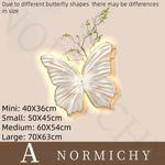 applique murale moderne papillon blanc feuilles vertes éclairage led chambre salon déco nordique
