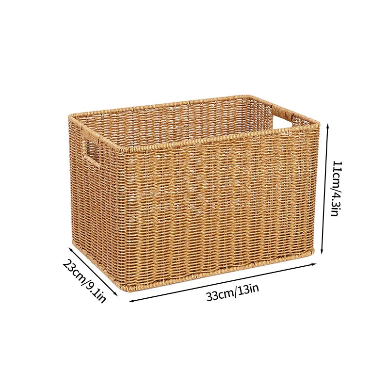 panier osier marron clair tissage régulier rustique rangement articles divers respectueux environnement
