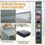 organisateur chaussures suspendu gris non woven polyester pliable moderne 10 compartiments crochets
