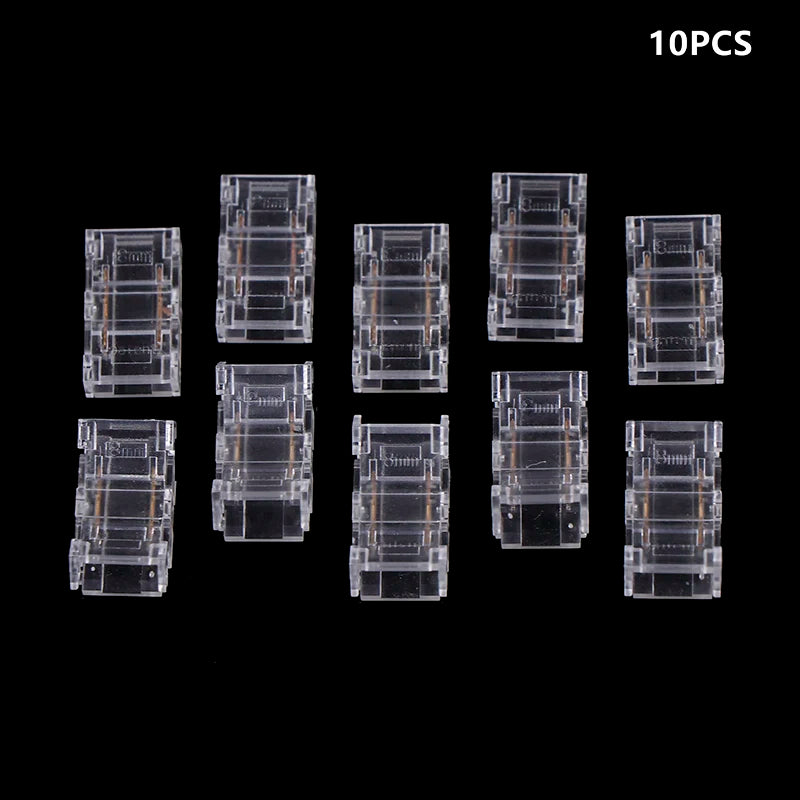 connecteur ruban led transparent clips dorés moderne pratique 24v 8mm