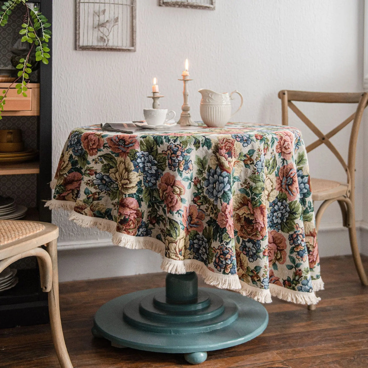 Nappe table multicolore florale classique maison fête mariage noël diamètre 60inch