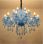 lustre classique bleu transparent pendeloques goutte forme led salon chambre