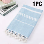 serviette plage rayée rose clair coton absorbant rapide sèche moderne minimaliste tassel