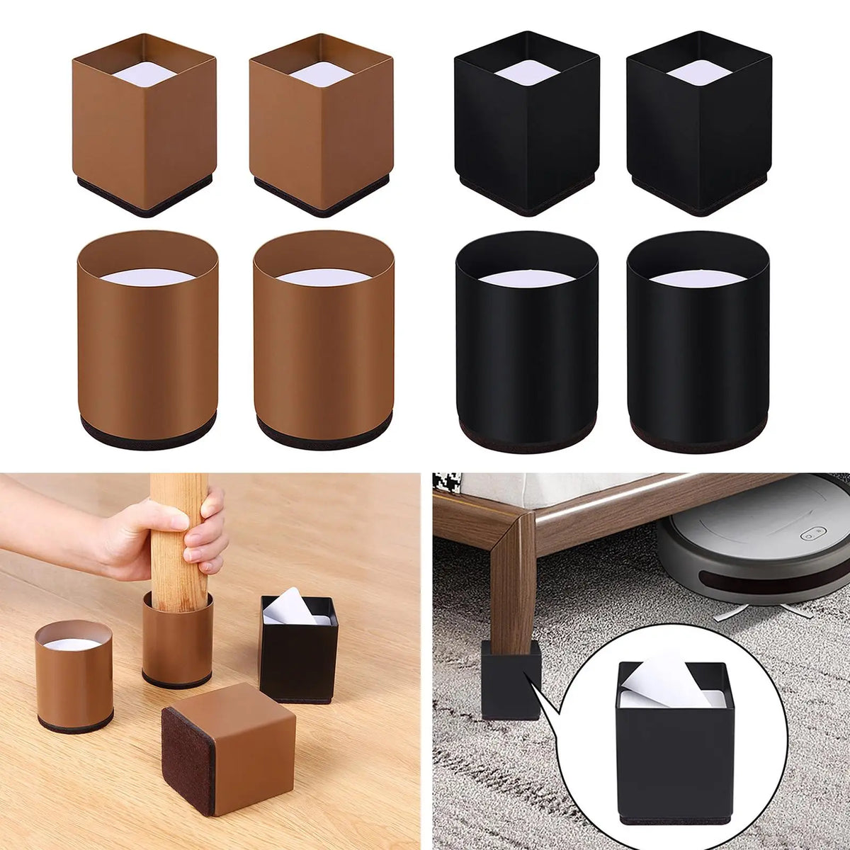 protège mebles adhésifs marron noir modernes pieds meubles chaises canapes extensions