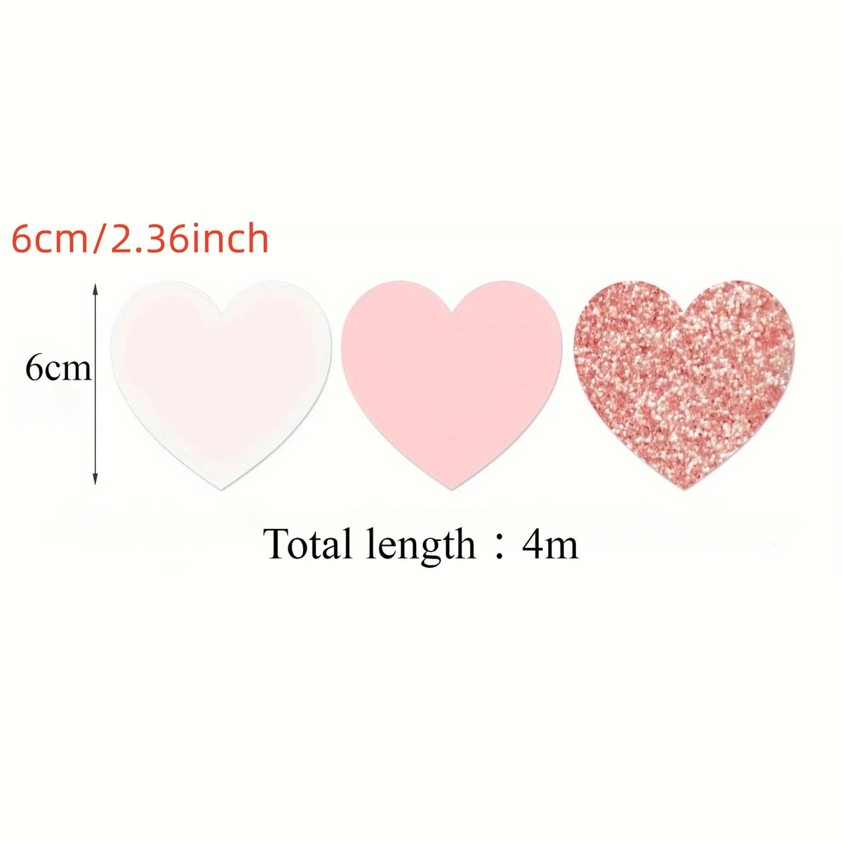 guirlande coeurs blanc rose pailleté mariage fiançailles décoration saint valentin festive papier