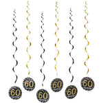 décoration suspendue anniversaire moderne numéros 13 16 18 21 noir points dorés festive