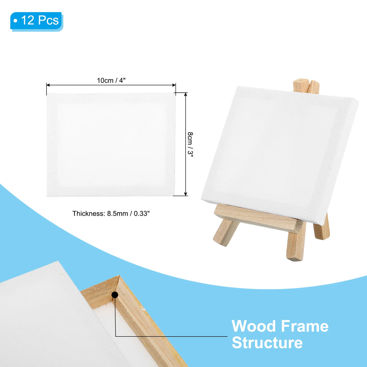 toile d'art blanc minimaliste triple enduit chevalet bois mini tableau palette peinture set débutant
