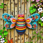 décoration murale abeille multicolore motifs floraux peinture rayures extérieure jardin enfant fleurs plantes grimpantes