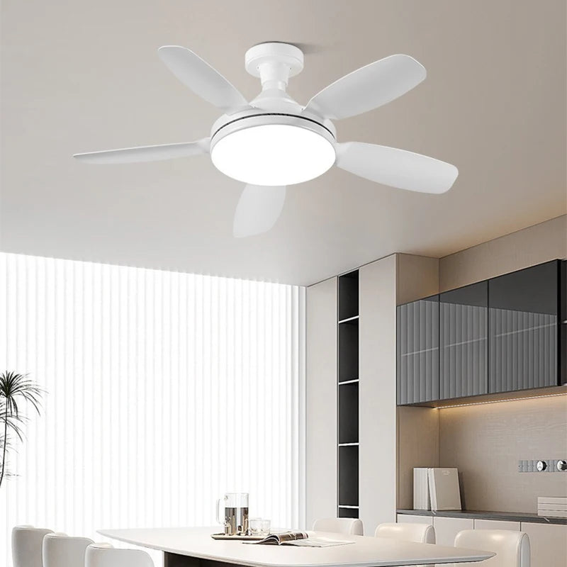 ventilateur moderne blanc lumière led télécommande fixations silencieux variateur intensité