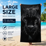 serviette plage imprimé jaguar noir moderne grande taille absorption rapide polyester haute qualité