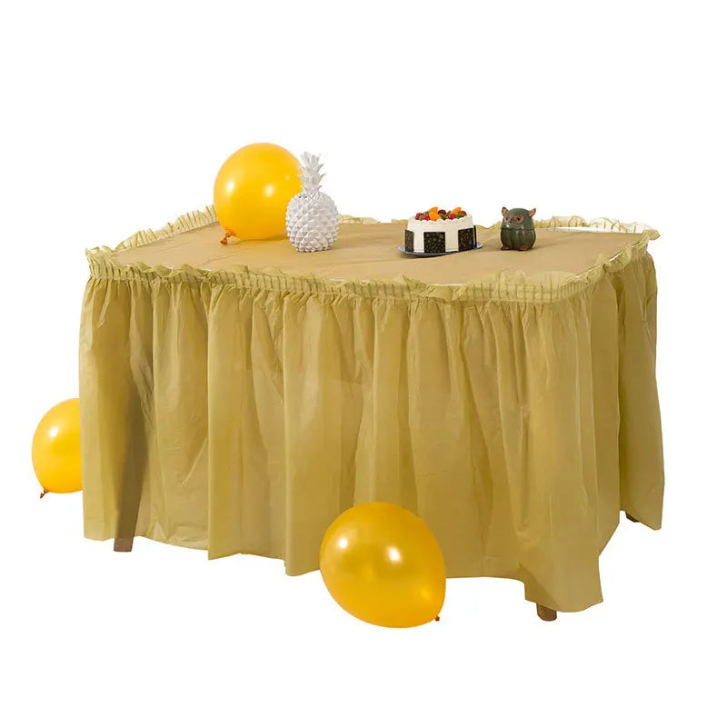 jupe table imperméable bleu clair rose bleu translucide plissée festive adhésive ruban adhésif