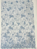 tissu dentelle broderie bleu clair élégant translucide polyester nylon large