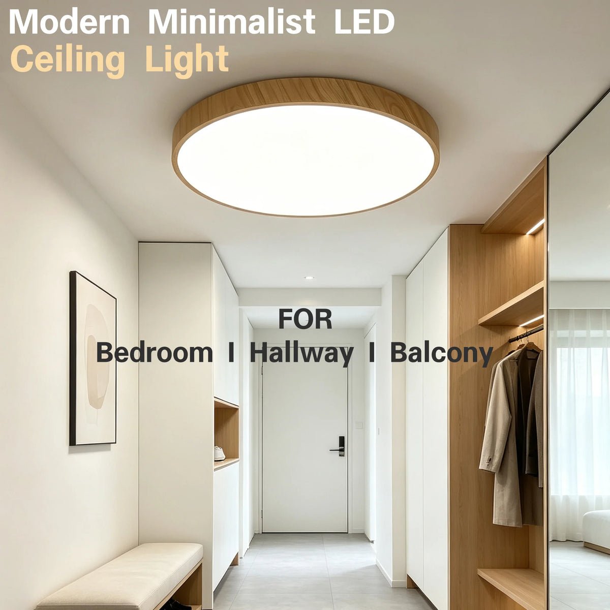 lampe led grain bois minimaliste moderne chambre blanc bois naturel