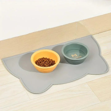 tapis alimentation animaux compagnie silicone antidérapant imperméable lavable moderne tête chat motifs