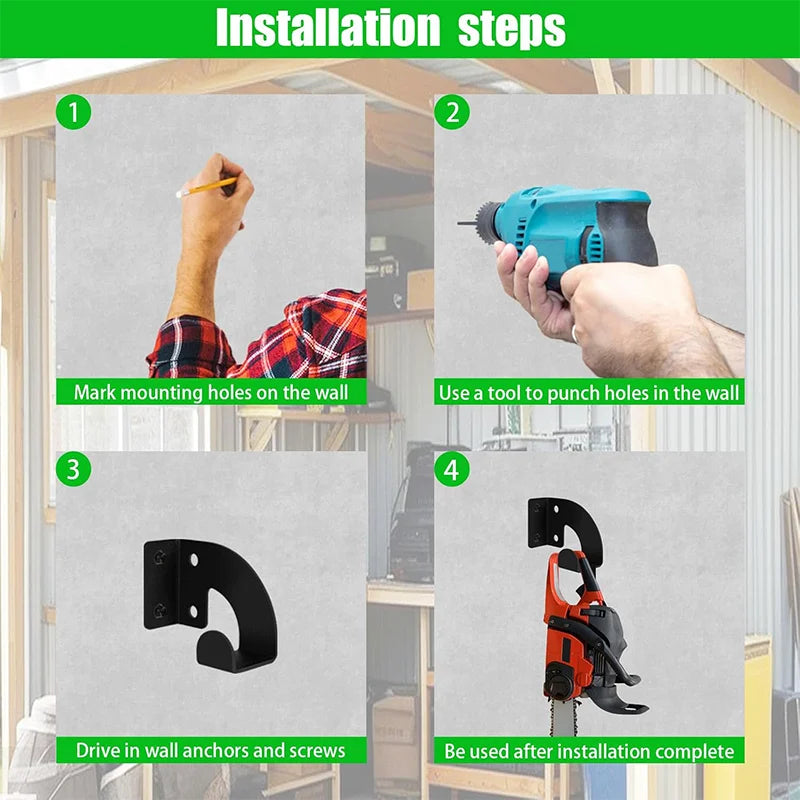 support mural robuste tronçonneuse outil jardin storage bracket vis murales multiple utilisation industrielle