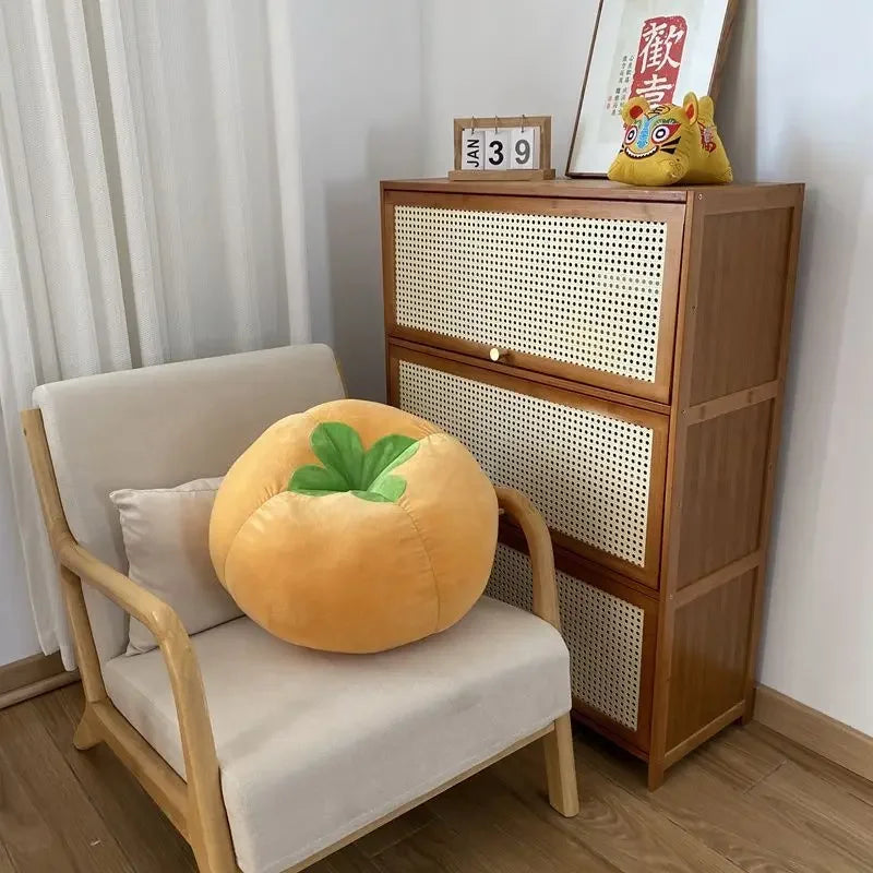 coussin décoratif forme champignon tomate tissu peluche anti décubitus lavable moderne rouges jaunes marrons
