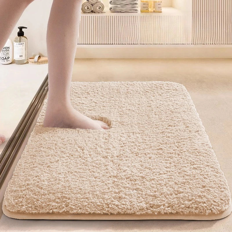 tapis bain absorbant eau antidérapant gris beige bleu poils doux moderne