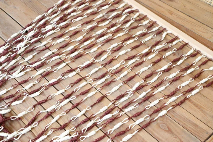 rideau décoratif bohème rideau séparation espace tissu paille motif cordes nouées beige clair marron