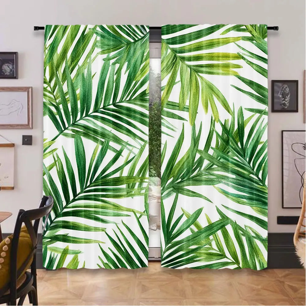 rideau vert feuilles palmier moderne 100 polyester 75x166cm 105x230cm 130x210cm chambre salon