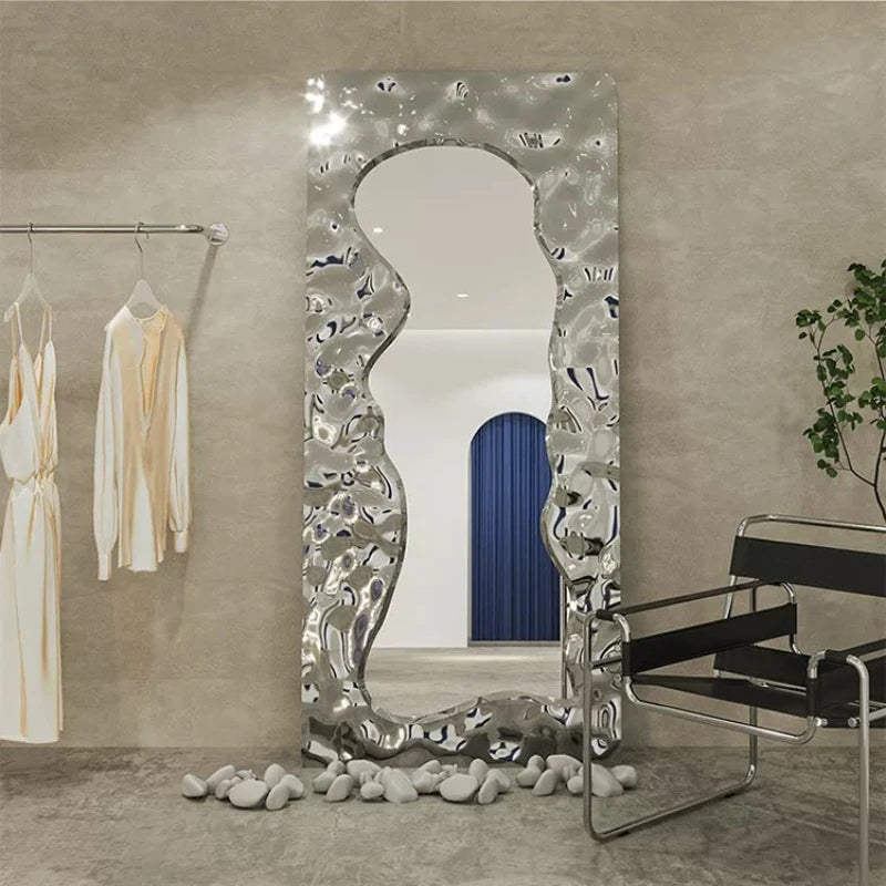 miroir moderne argenté noir grande taille pied intérieur 110x200cm 70x180cm 90x200cm