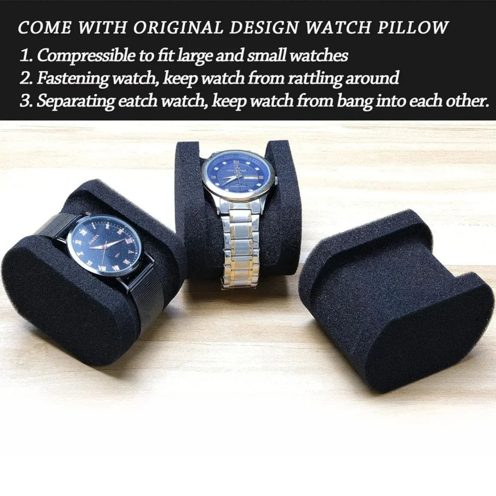 boîte rangement montres homme polyester géométrique moderne compartiments voyage étanche transparent fermeture glissière