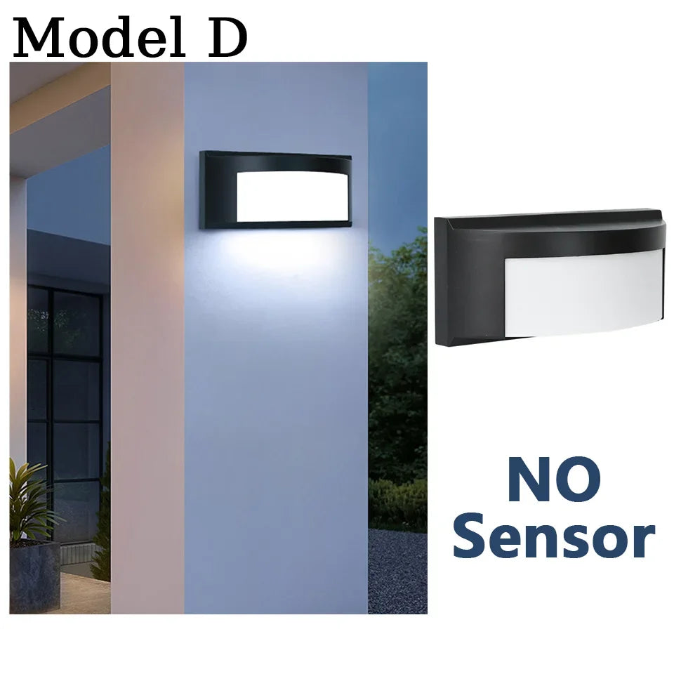 lampes murales led noir blanc géométrique ip66 moderne détecteur mouvement piro étanche