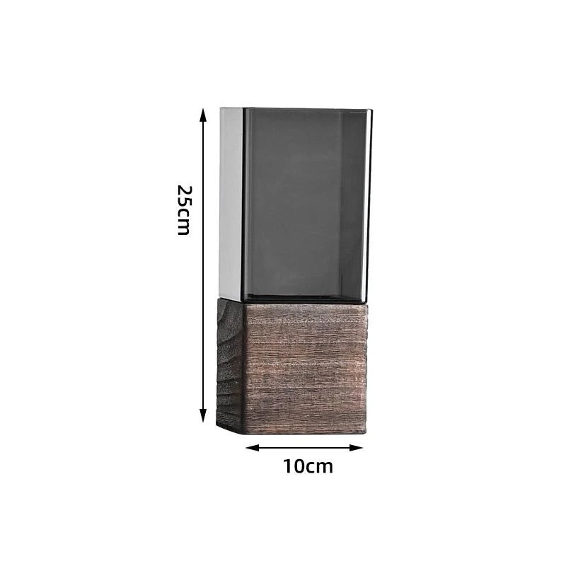 vase contemporain acrylique texture bois noir marron foncé salon decoration floral