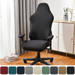 Housse chaise jeu polyester jacquard moderne noire carreaux géométriques zip ceinture